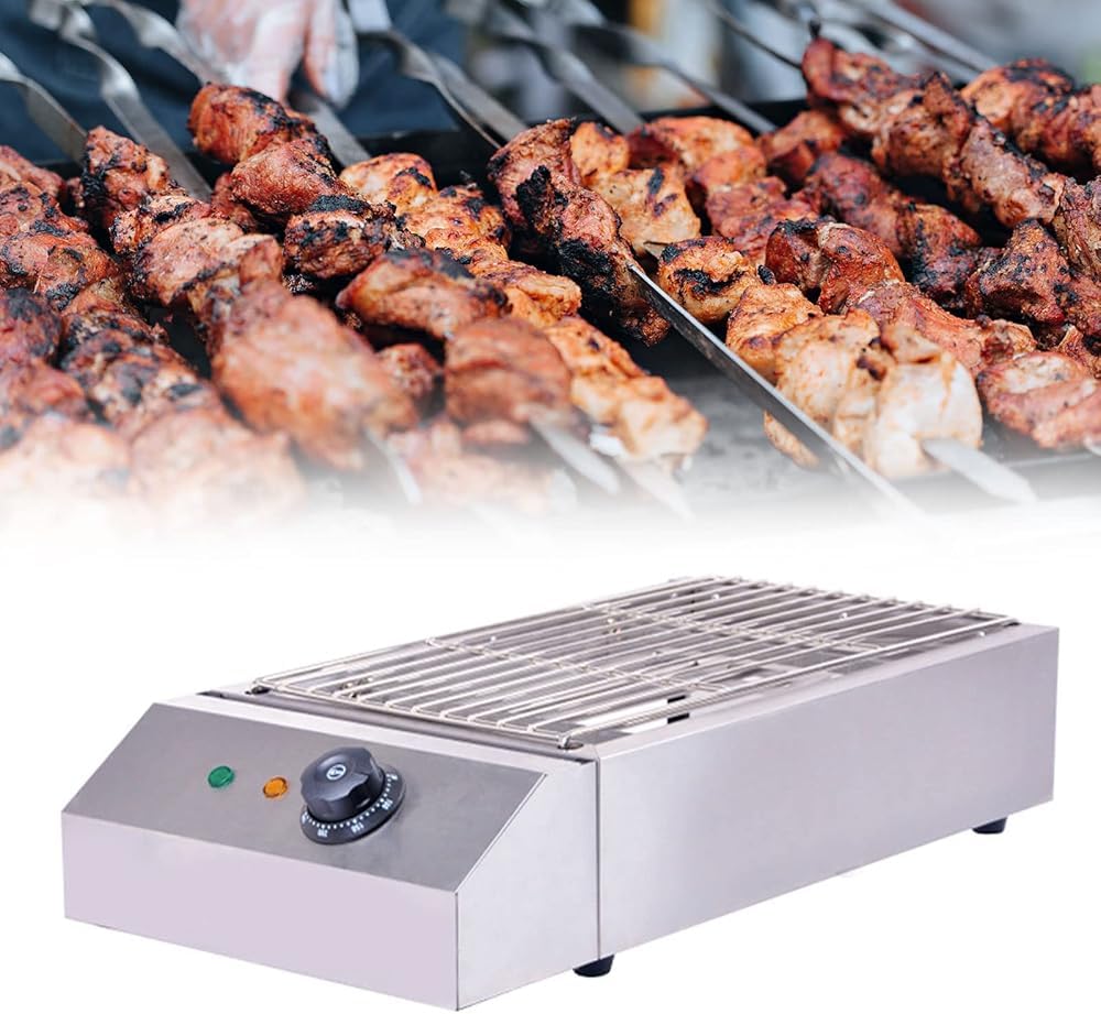 Elektryczna płyta grillowa stołowa, przenośny grill BBQ bezdymny z kontrolą temperatury i tacką ociekową do gotowania w pomieszczeniach.,