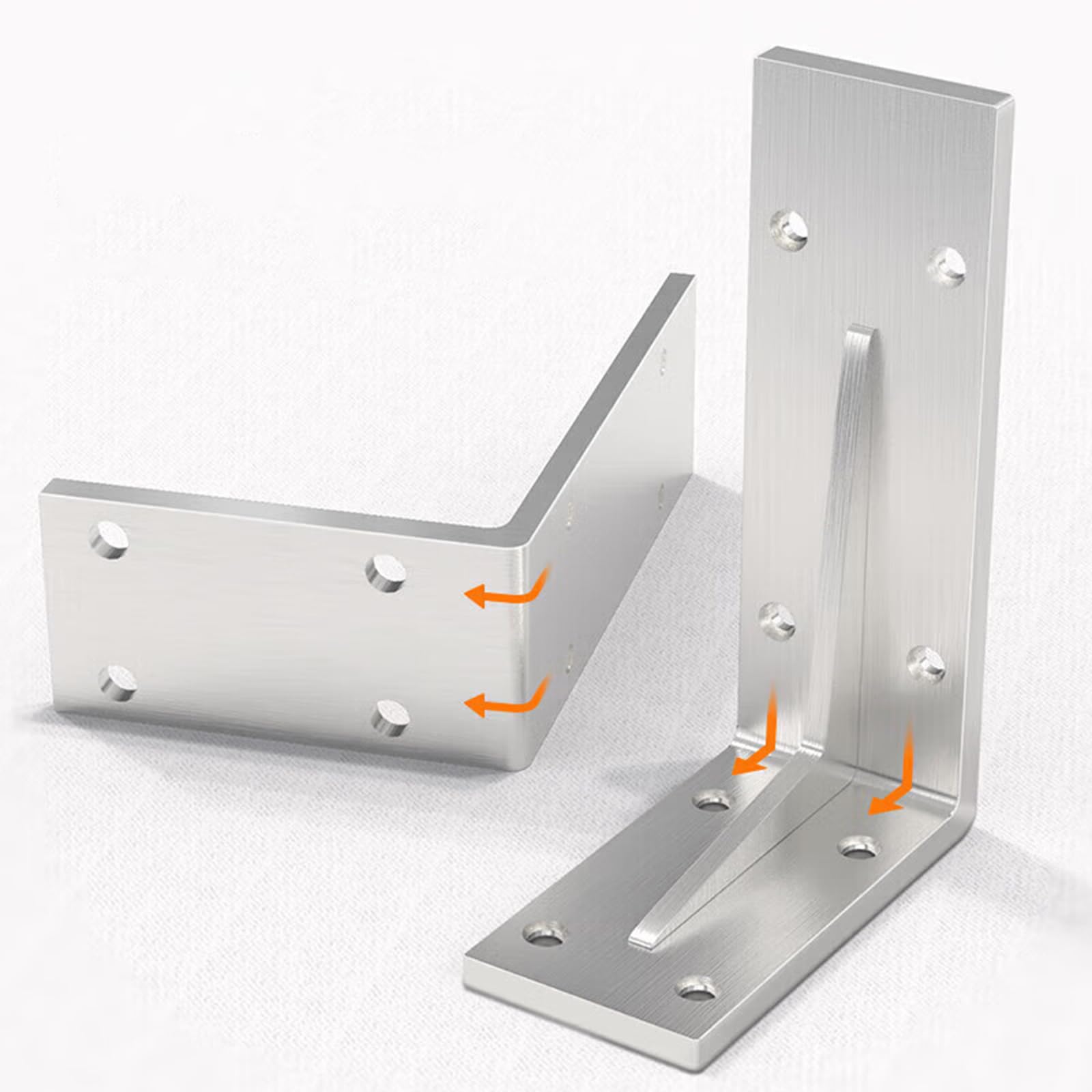 Confezione da 2 staffe per mensole da parete resistenti, ad angolo retto di 90 gradi, supporti per mensole e librerie, include viti con finitura argento (250 mm x 140 mm)