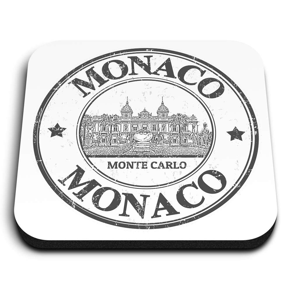 Destination Vinyl Ltd Multicolor 1 X Square Mdf Fridge Magnet - Monaco Monte Carlo Stamp 41850