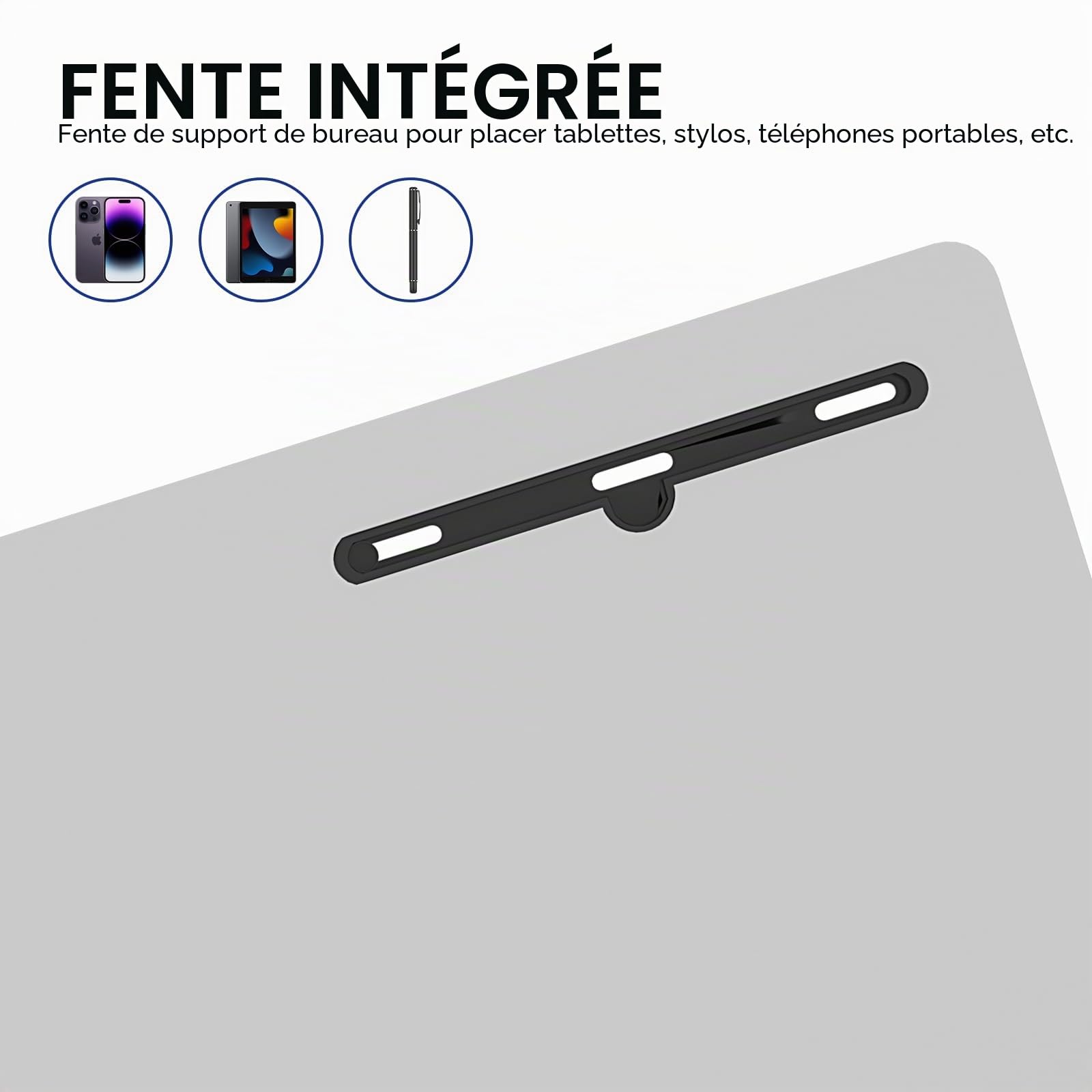 SogesHome Table d'appoint à roulettes Table d'ordinateur Mobile Petit Bureau avec Fente pour Tablette ou Téléphone pour Canapé-Lit Hôpital, 80 × 40 cm