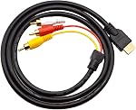 HDMI to RCA TV Cable HDMI Male to 3 RCA Female av Cable Video Audio Component Converter Adapter 1080P Cable for HDTV Black 5ft/1.5m