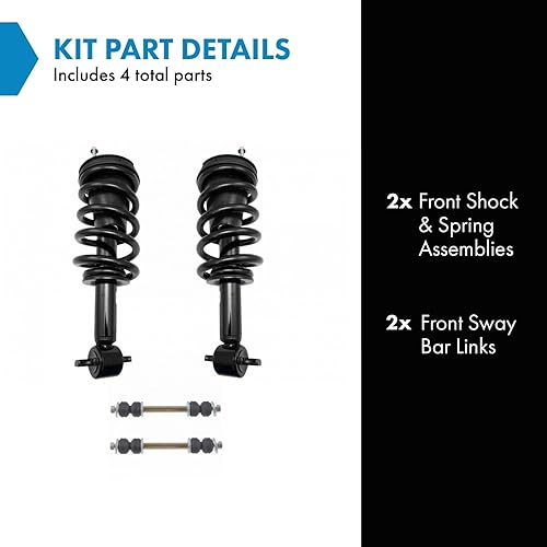 Miniatura 2 de Kit de 4 piezas de acoplamiento de extremo de barra estabilizadora de resorte de choque y resorte helicoidal para Chevy GMC Truck SUV