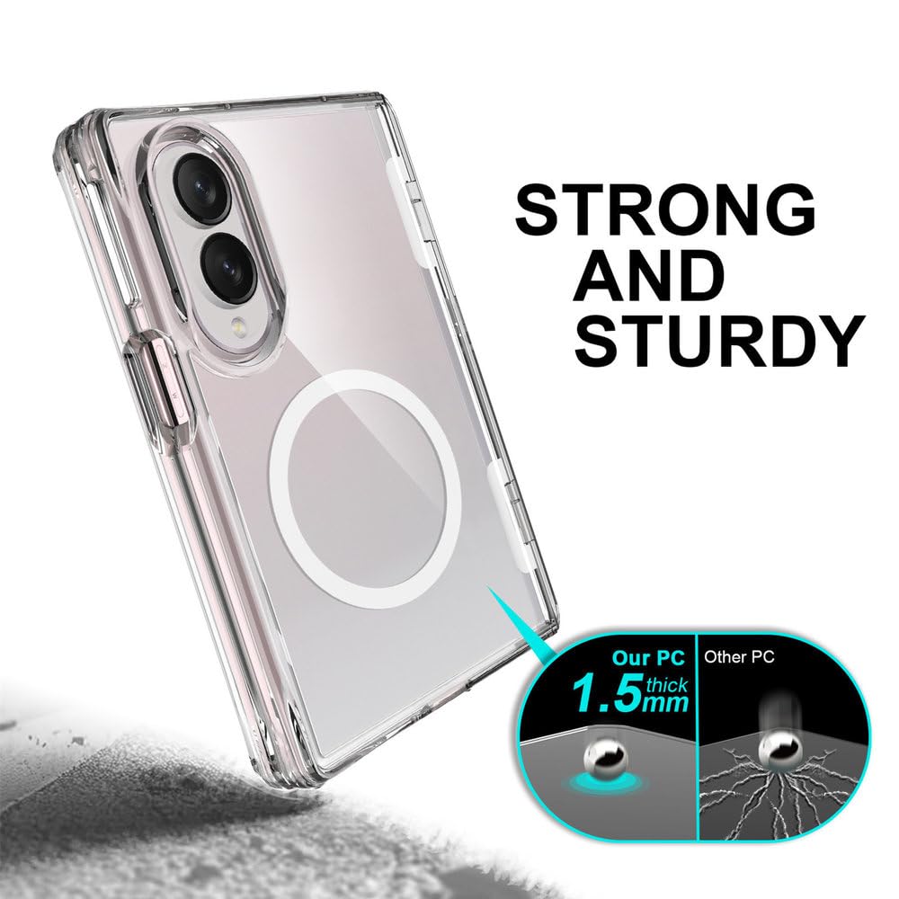 Custodia trasparente in TPU+PC con ricarica magnetica, effetto pelle, per Samsung Galaxy Z Fold 8 Ultra, antiurto, con cerniera protettiva e design sottile, trasparente, per Samsung Galaxy Z Fold 8 U