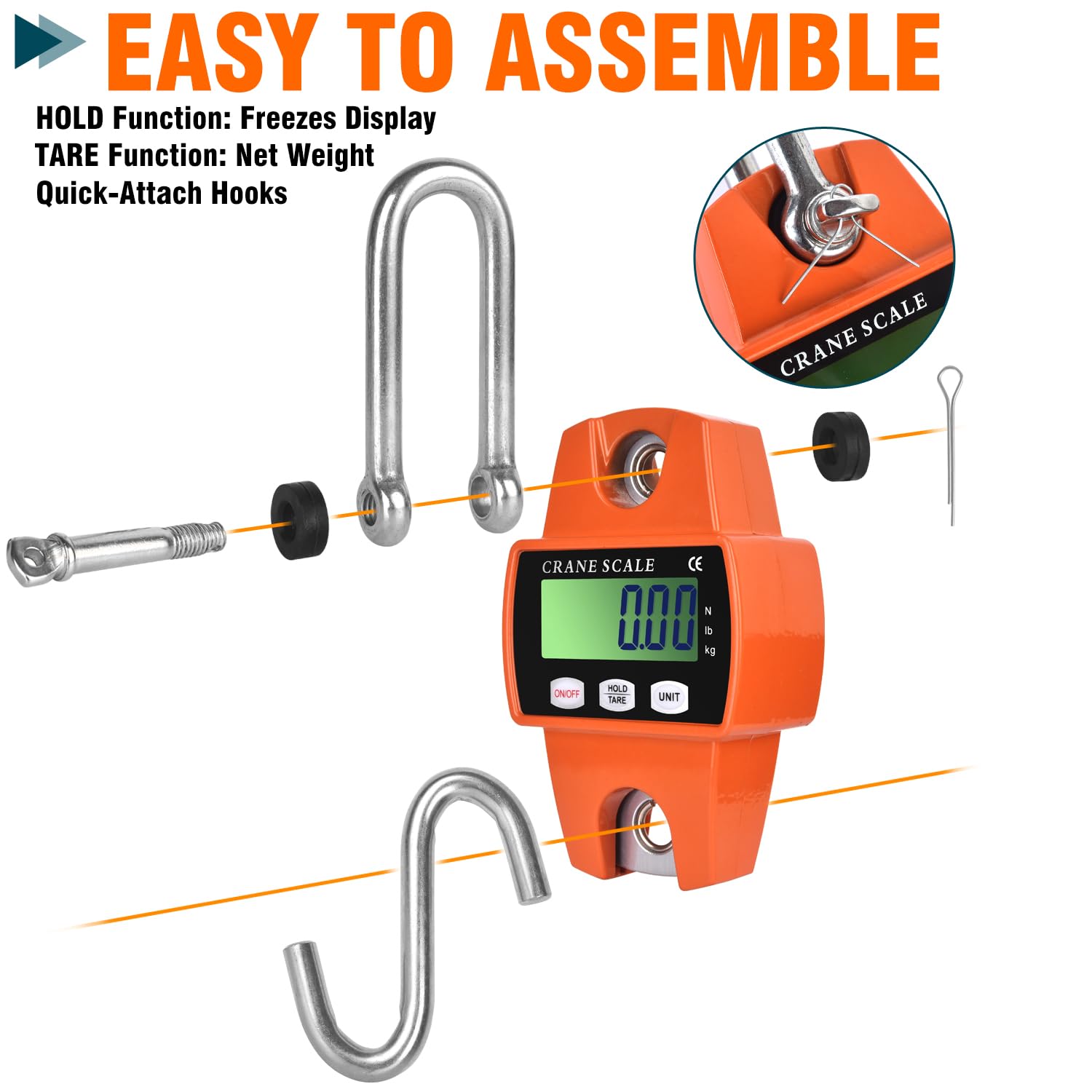 Heavy Duty Digital Hanging Scale - 660lb / 300kg -6