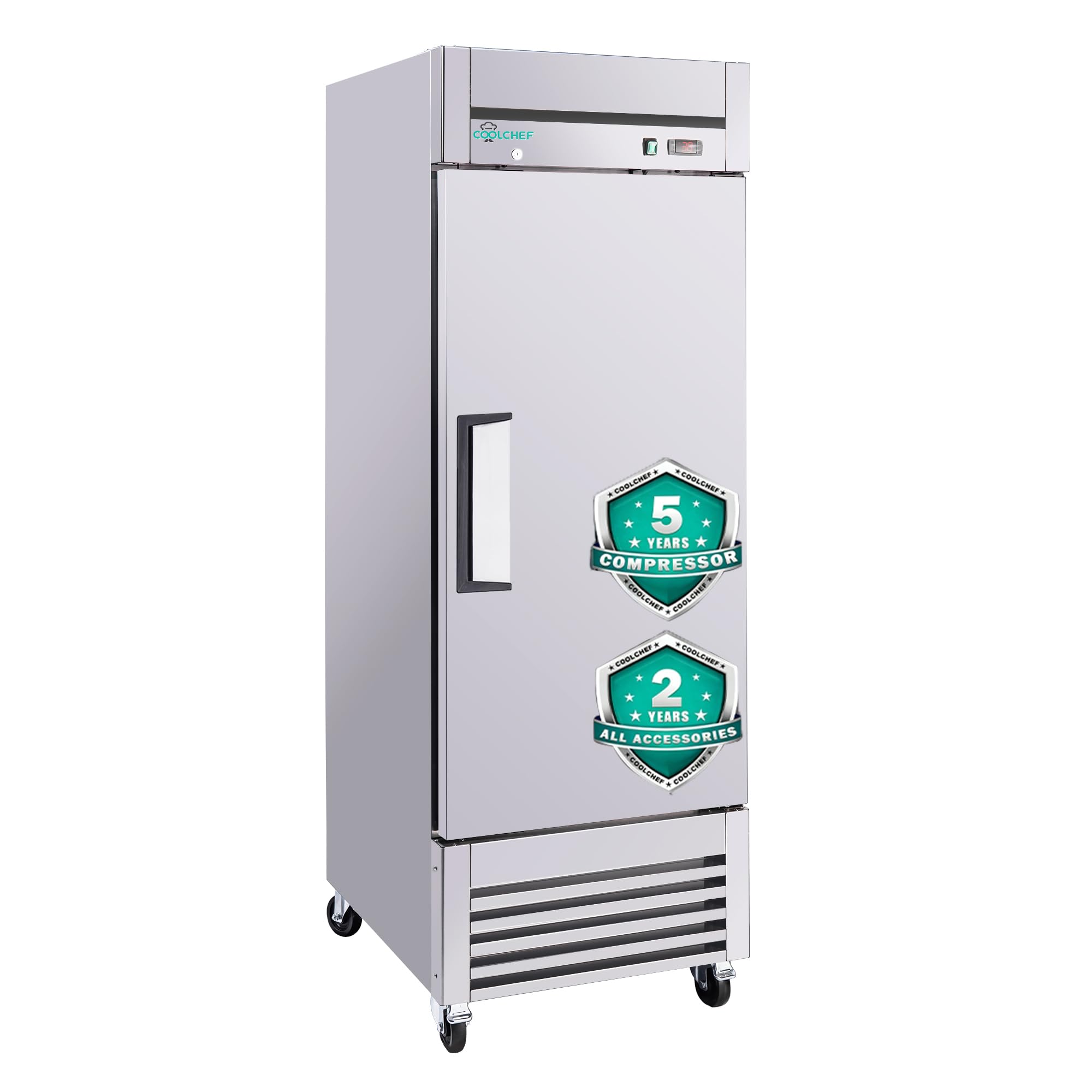 okeyolive 27" Commercial Refrigerator, 23 Cu. Ft Stainless Steel Upright Reach-in Fridge, 33℉~40℉, 3 Adjustable Shelves