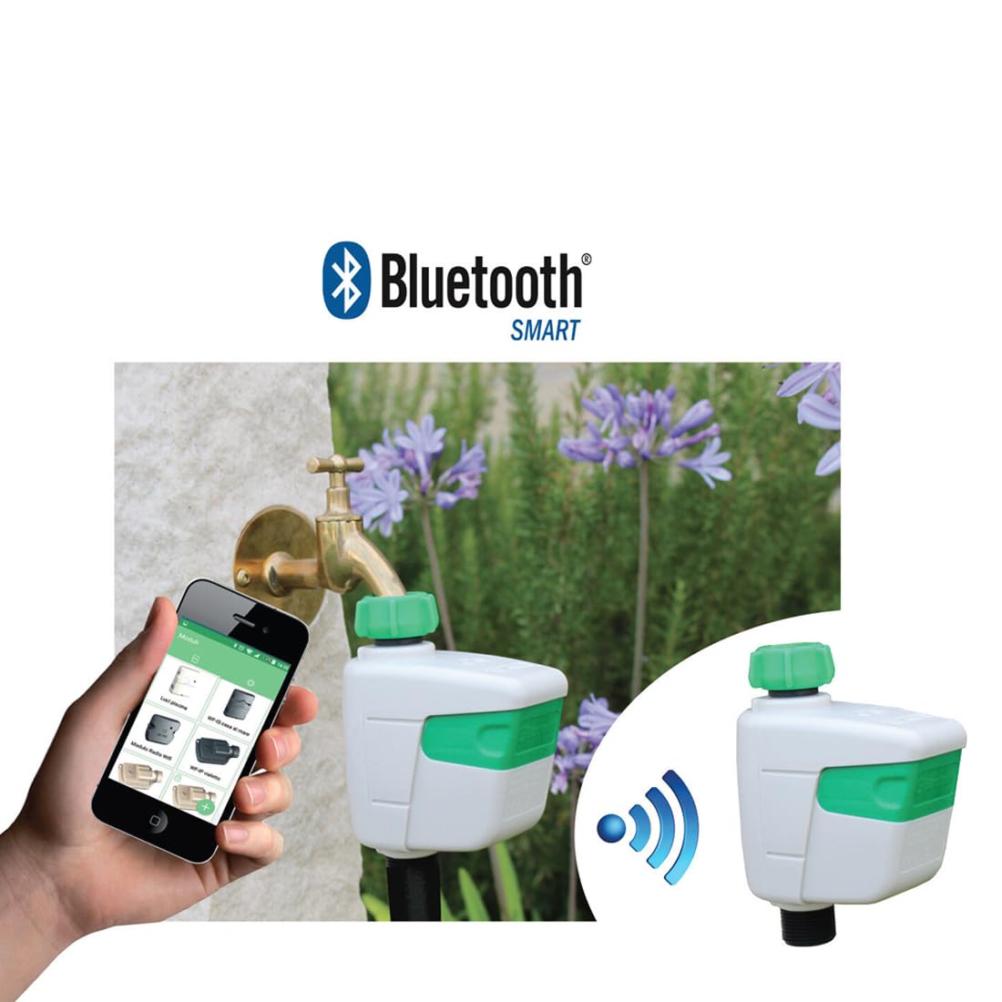 GNCGarden Programmatore di irrigazione rubinetto BL-NR controllato tramite Bluetooth Solem - programmatore di rubinetto a 1 via controllato da smartphone/tablet | App gratuita SolemWF | Connettività
