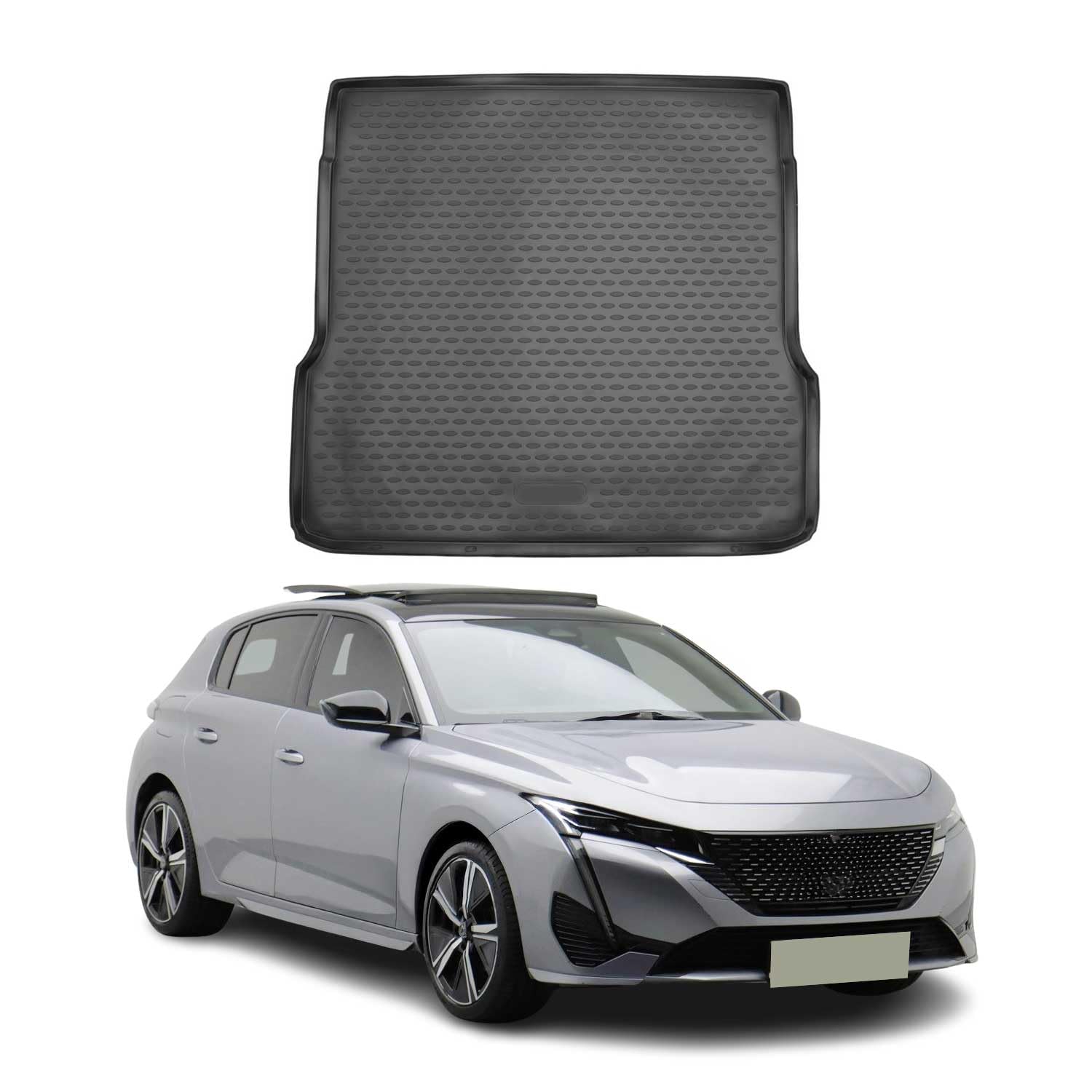 OMAC Kofferraummatte Kofferraumwanne kompatibel mit Peugeot 308 2022-2024 Gummi TPE Schwarz