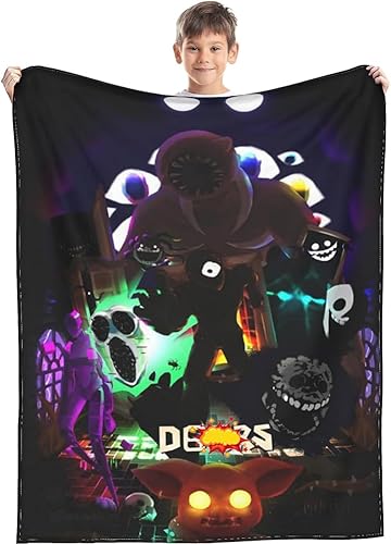 Roblo-x Door-s Manta de hotel, manta de franela de juego de terror, manta de monstruo de juego, regalos de ropa de cama para niños y adultos, cama,