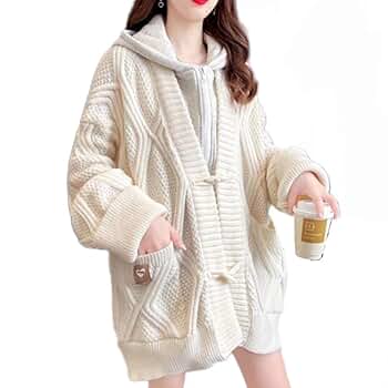Womens 2025 Fall Winter Trendy Hooded Cardigan Zip Up Chunky