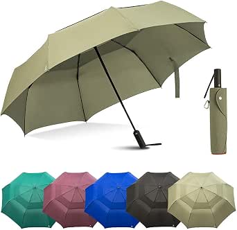 Portobello Large Umbrella for Rain - 54 Inch Double Vented Canopy, Auto Open/Close, Windproof, Travel Size