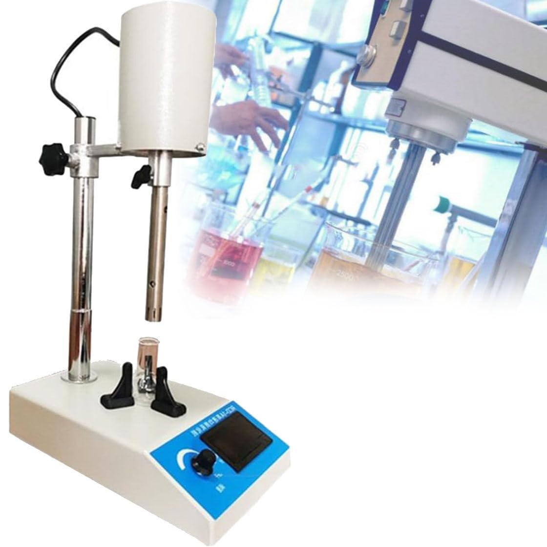 Emulsionante dispersante de laboratorio con homogeneizador de alta velocidad, ajustable 8000-22000 rpm, pantalla LCD con temporizador para aplicaciones de mezcla