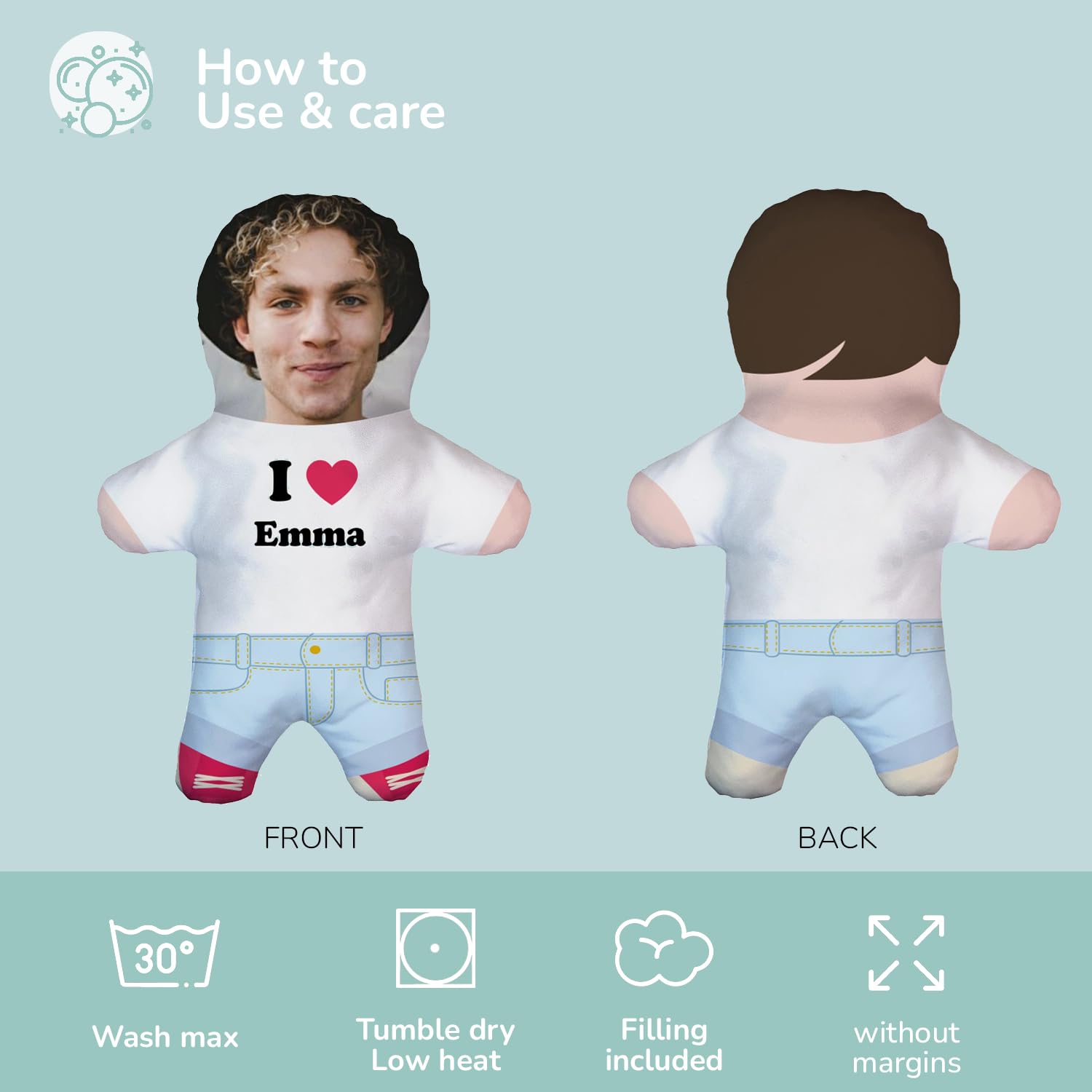 Wanapix | Cojín Almohada Personalizada con Foto | Personalizado con tu Foto | Impresa Doble Cara 3D | Regalo Original y Divertido | Regalo para El | Novio