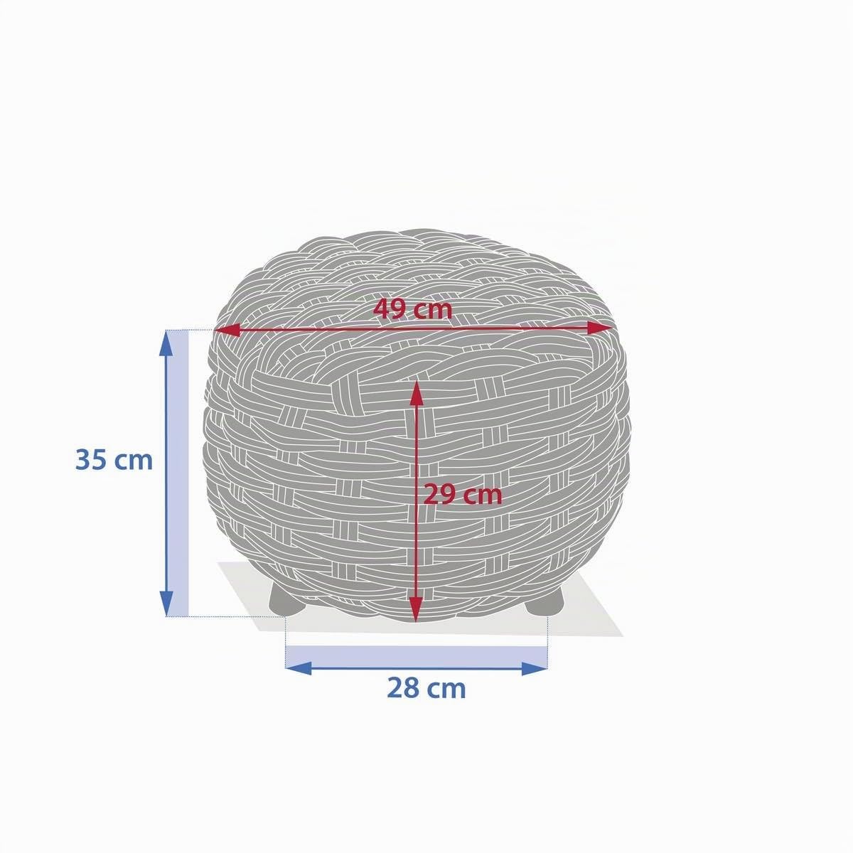 HESPERIDE - Pouf de Jardin Rond OBBAE – Assise Extérieure Confortable – Structure Aluminium et Tressage en Texaline Résistant – Couleur Beige Lin – Usage Terrasse, Balcon, Salon