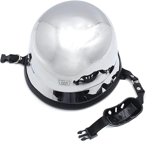 Miniatura 6 de HTTMT - (Talla L) Casco plateado DOT motocicleta alemán de media cara Biker Street Chopper Cruise PN MT506-003-L-CD