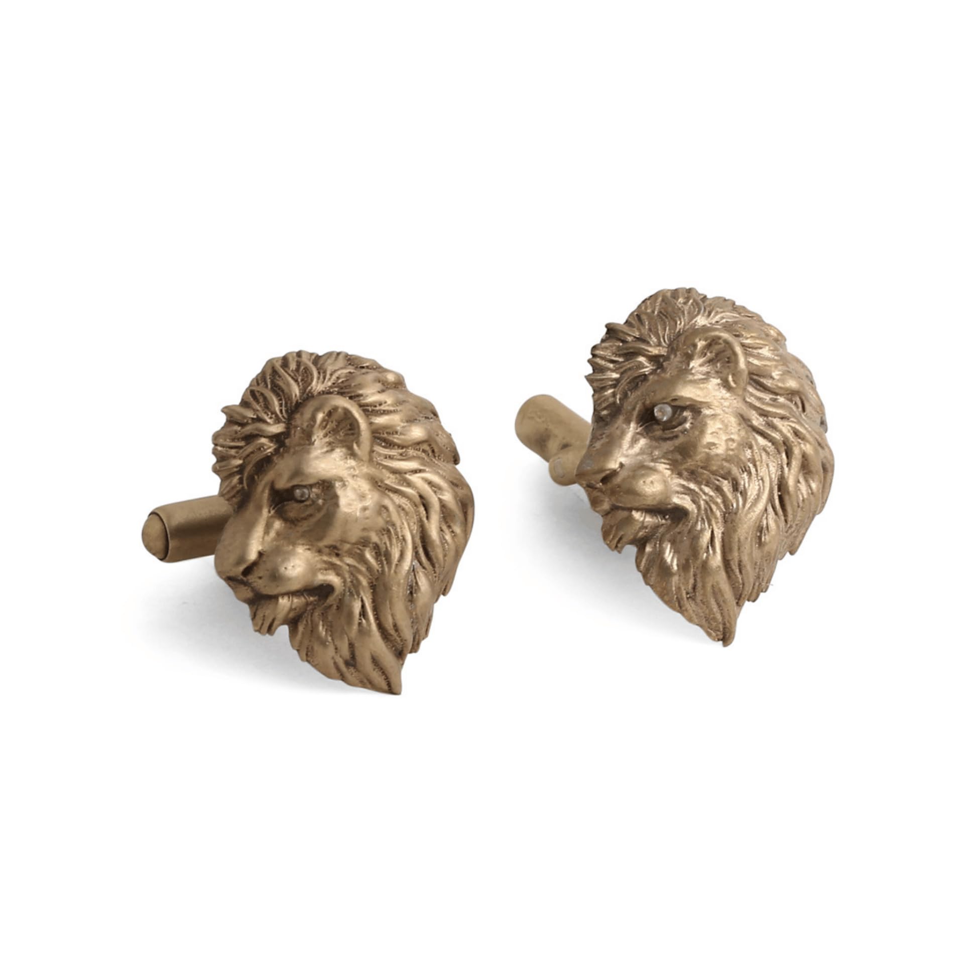 Men Antique Gold Brass Lion Side Cufflinks | Premium Men's Accessory for Formal Shirts, Suits, Tuxedos, Corporate and Celebrations-image-1