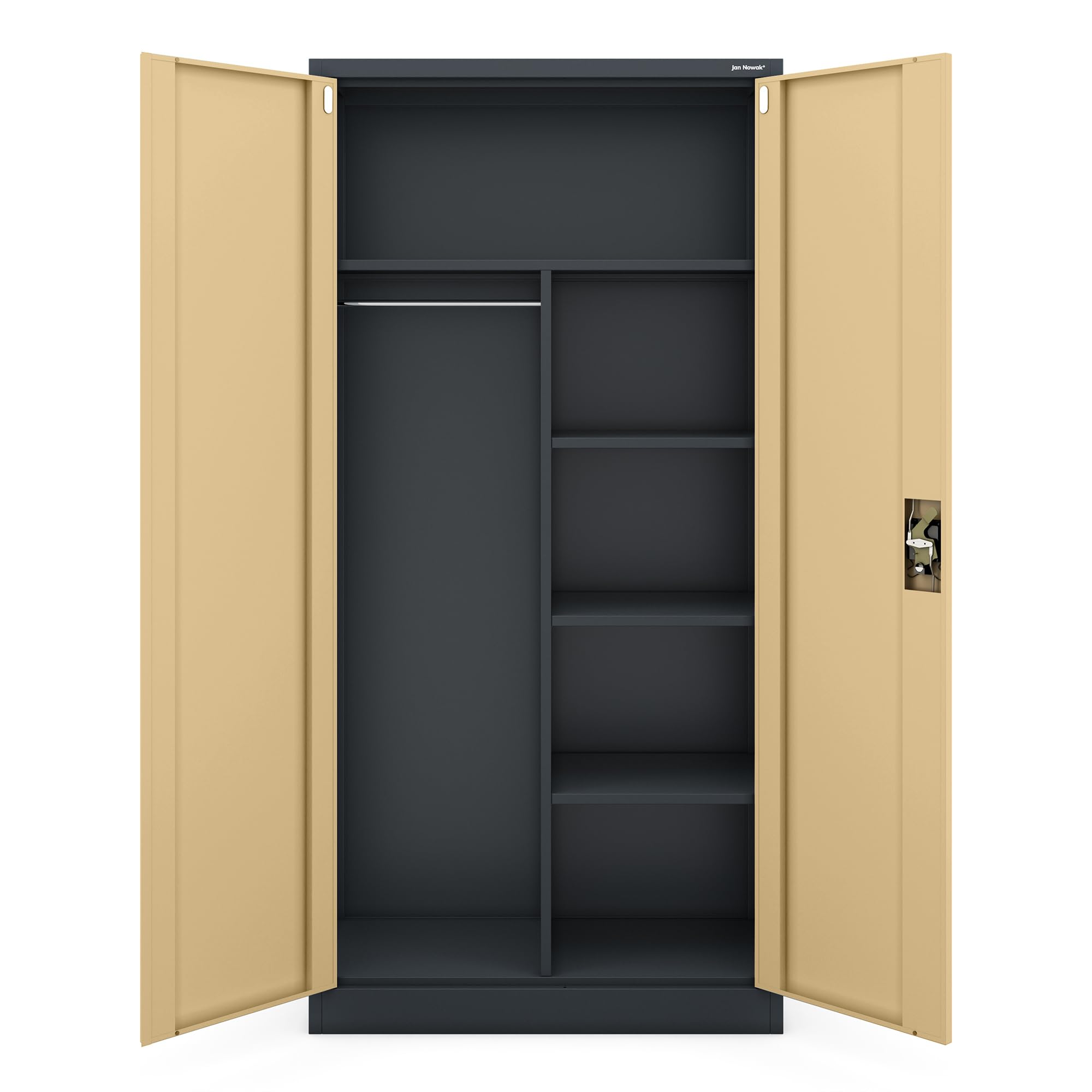 Jan Nowak Armario metalico con Cerradura Multifuncional Oficina archivador ropero 185 x 90 x 45 cm Acero estantes Barra Ropa almacenaje Documentos Material Empresa recepcion Vestuario