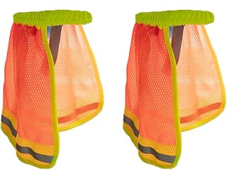 NUOBESTY 2pcs Hard Hat Sun Shade Neck Shield Full Brim Mesh with Reflective Stripe High Visibility Helmet Neck Sun Shade Protector