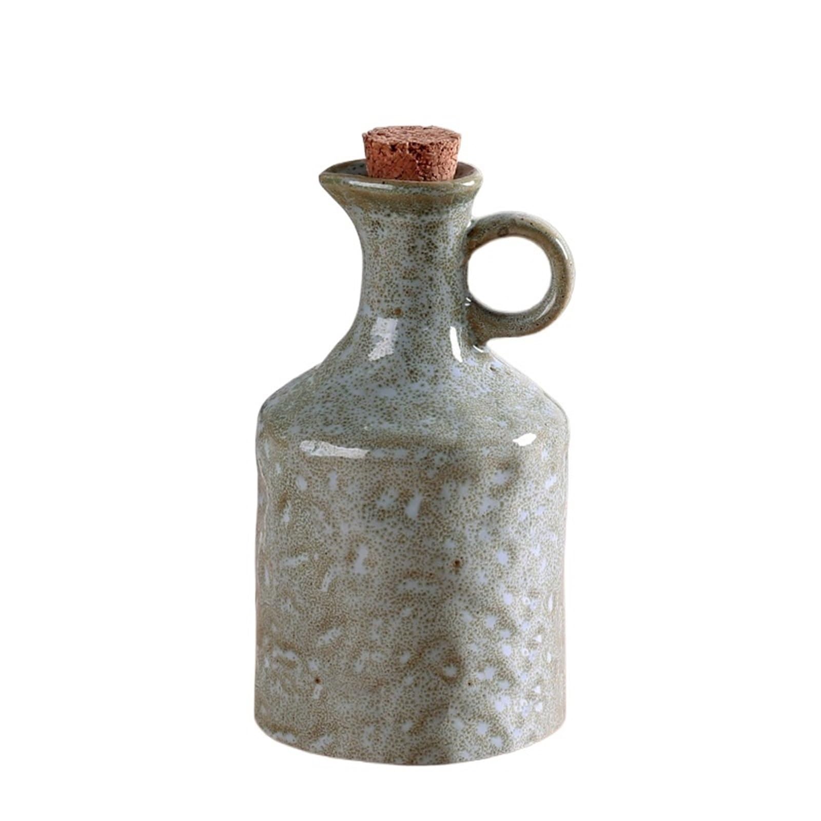 Keramische Olivenöl-Dispenserflasche Küche Öl Topf Haushalt Sauce Essig Unregelmäßige Hand-kneten Textur Keramik Flasche Abdeckung Auslaufsicher(Color2)