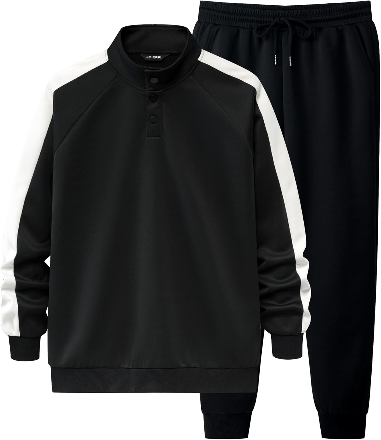 JMIERR Men's 2 Piece Casual Outfits Quarter Button Lightweight Sweatshirt Tracksuit & Joggers Sweatpants Sweatsuit Set