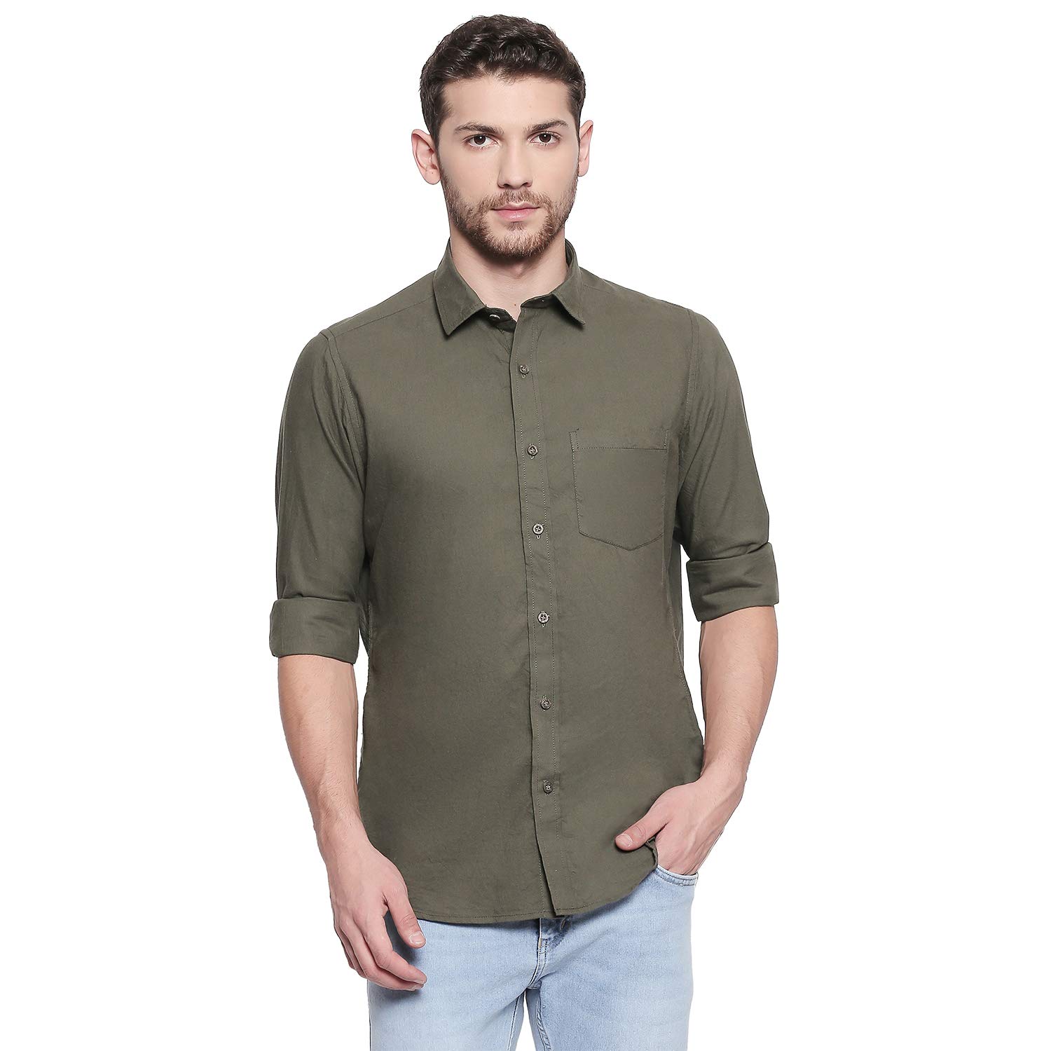 Olive linen shirt mens Clearance