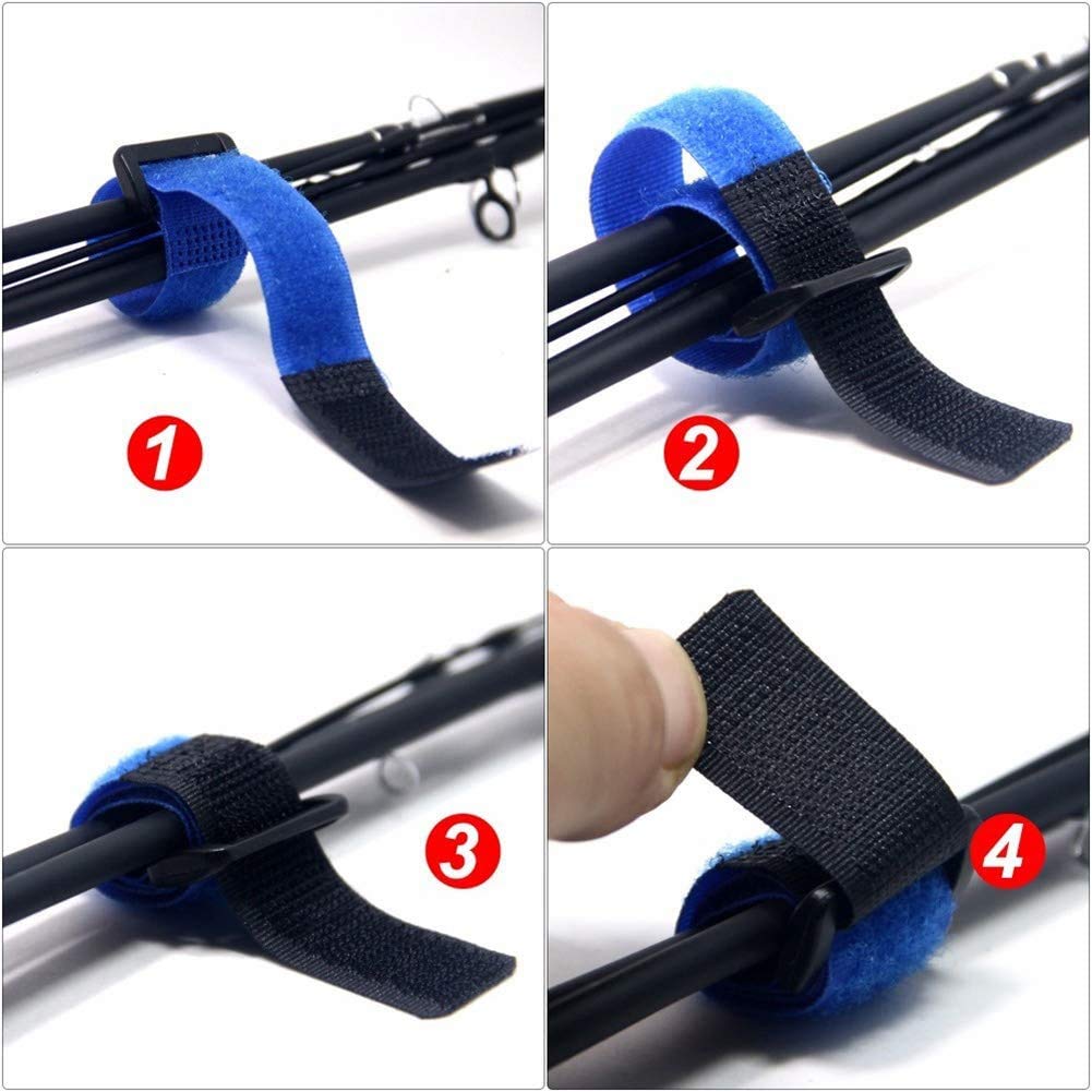 Sangles Néoprène Pour Cannes à Pêche - Lot De 8, 25 Cm, 4 Couleurs, Scratch Réglable, Réutilisables - 9
