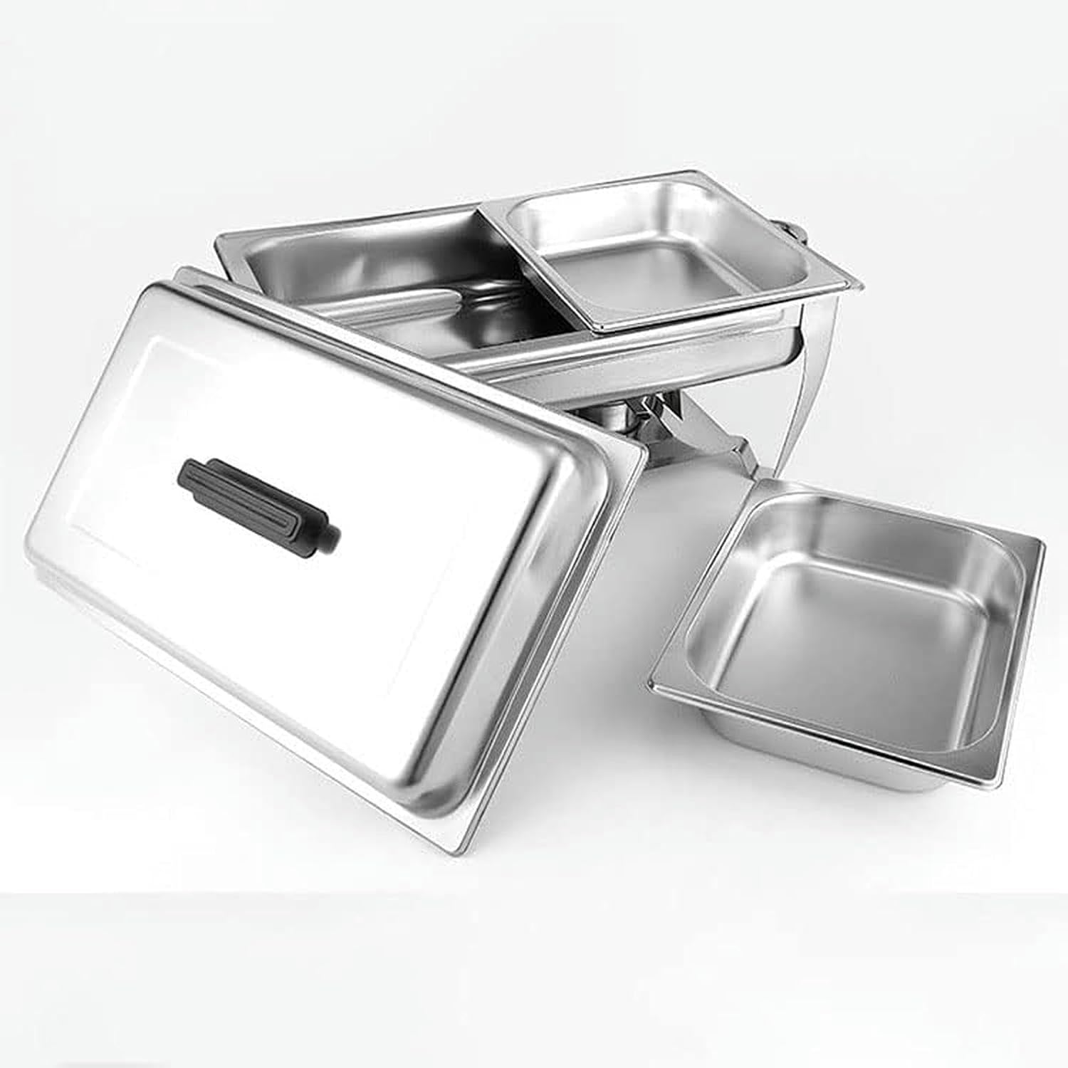 Food Insulated Hot Pot, Insulated Buffet Plate with Foldable Stand and Anti-Scald Handle, Suitable for Christmas, Halloween, New Year, Single Compartment,Double Grid