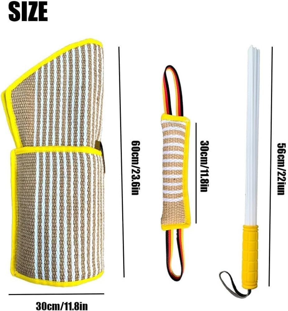 Dog Bite Training Set with Whip Agitation Stick, Double-Layer Dog Bite Sleeve, Dog Bite Tug Toy for Puppy, Pitbull German Shepherd