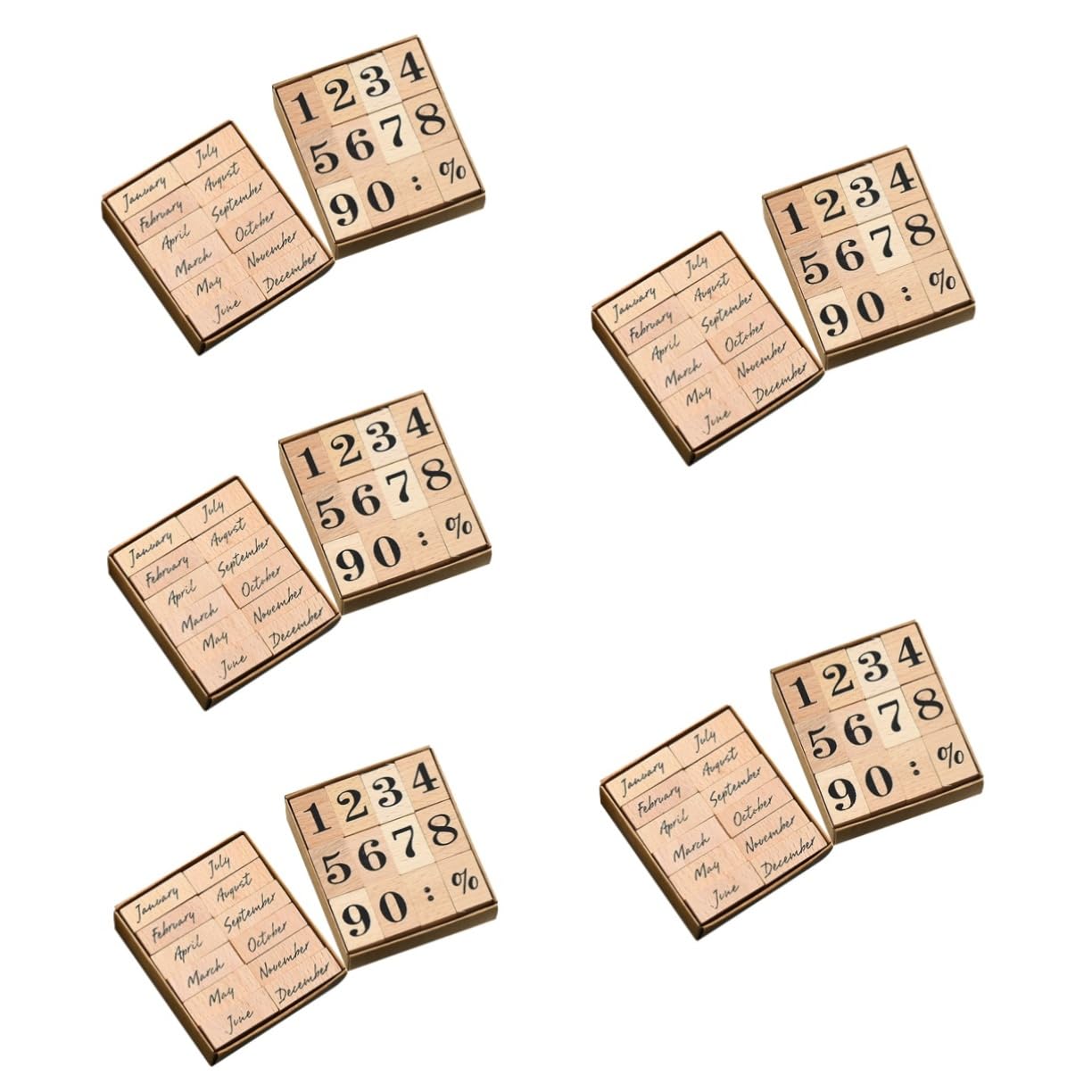 Veemoon 5 Set Sigillo Di Legno Timbro Fai -da -te Francobolli Del Giornale Mesi Fribri Per Il Journaling Timbro Per L'ufficio Timbri in Legno Bollo Mensile Pezzi * 5