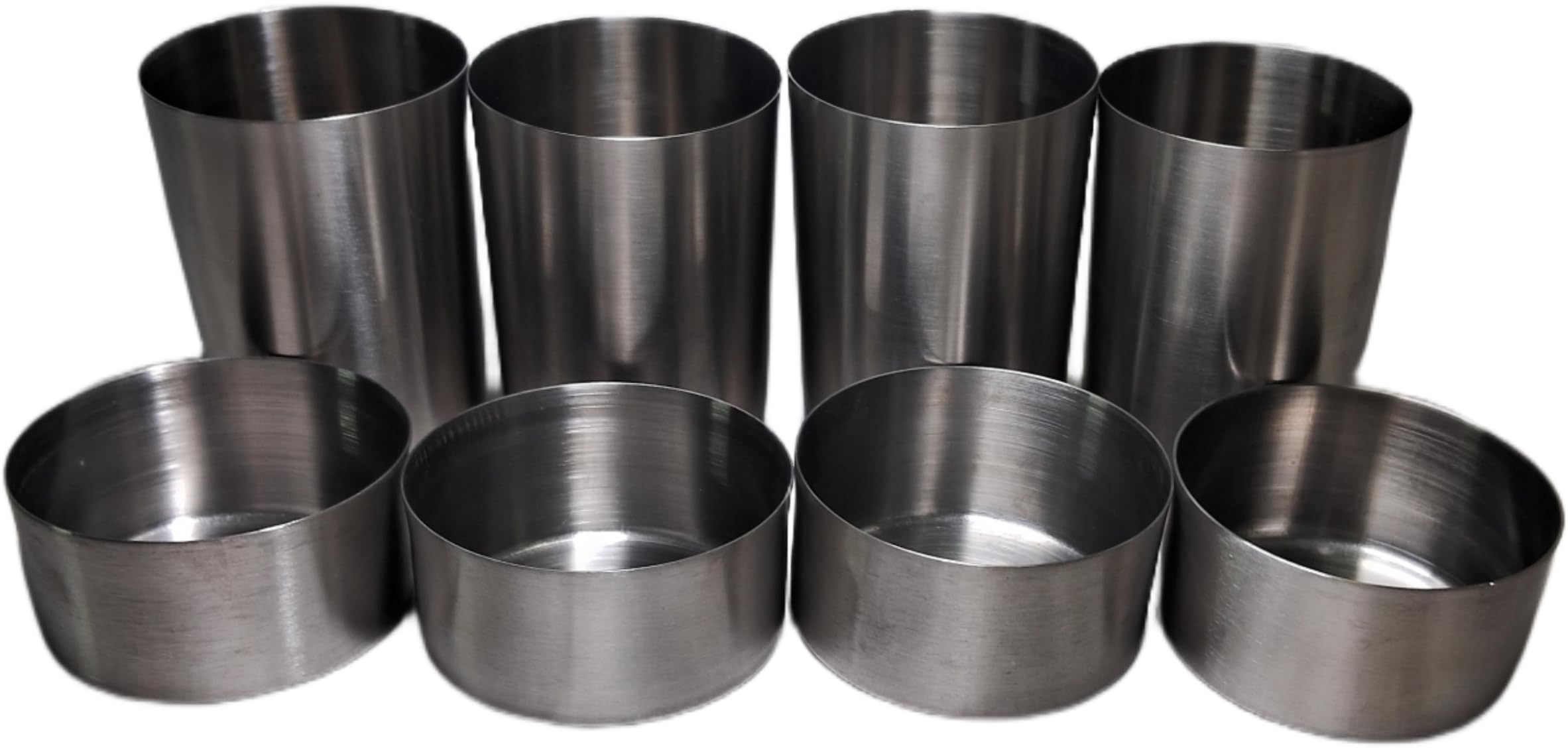 GV Utensils Glass and KATORI Set of 4 Each,Buff Premium Steel,for Dining of Elites 1