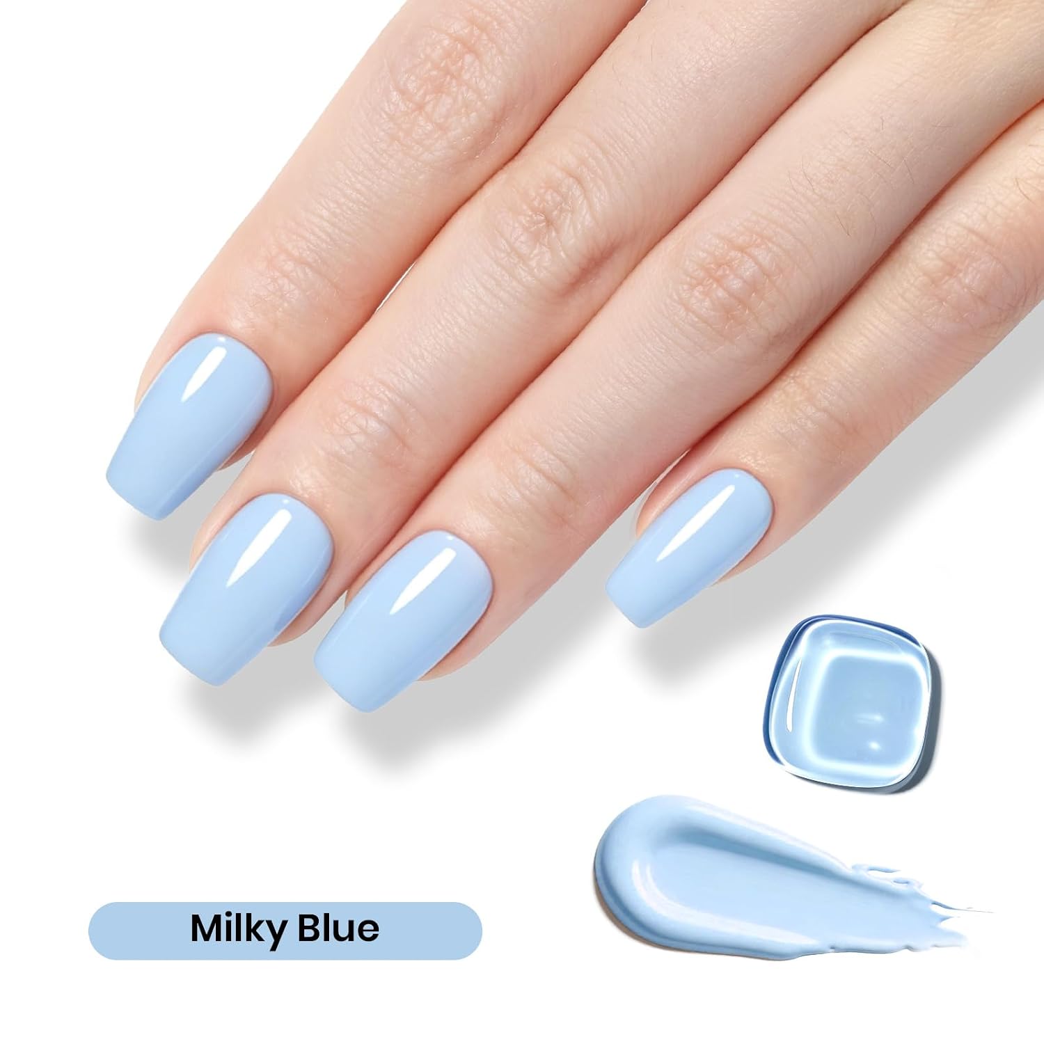 Beetles Blue Gel Polish, 15ML Milky Blue Gel Nail Polish image 2
