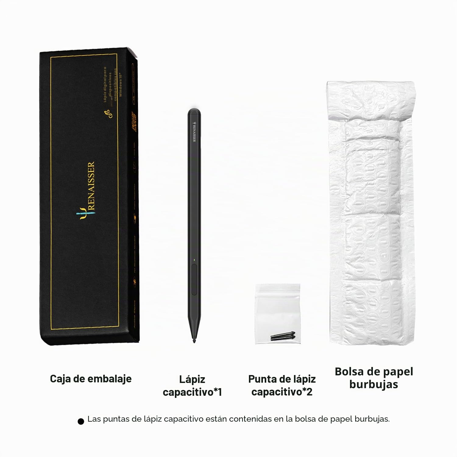 RENAISSER Lápiz Stylus para Microsoft Surface, Diseñado en Houston, Fabricado en Taiwán, Compatible con Windows 11 & 10, Carga USB-C, Lápiz para Surface Pro 11/10/9/8/7, Surface Go/Laptop