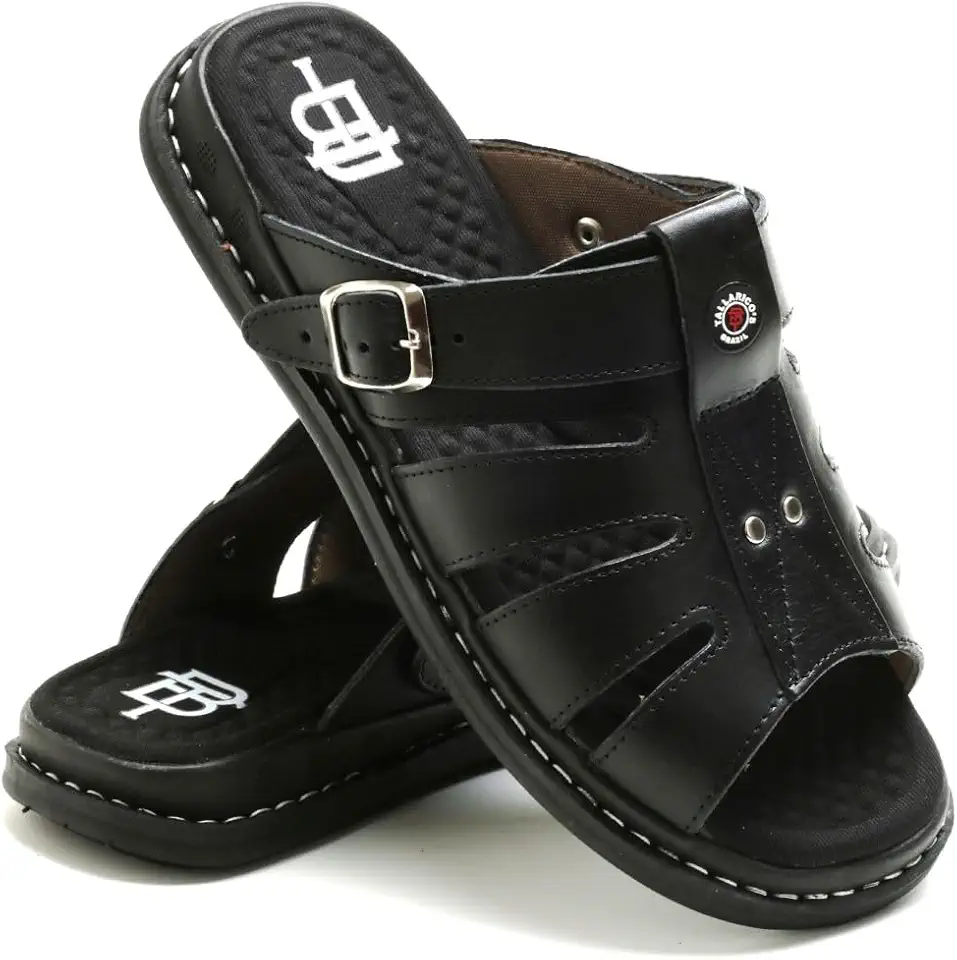 Sandália Franciscana Anti Stress Chinelo Masculino Couro Legítimo