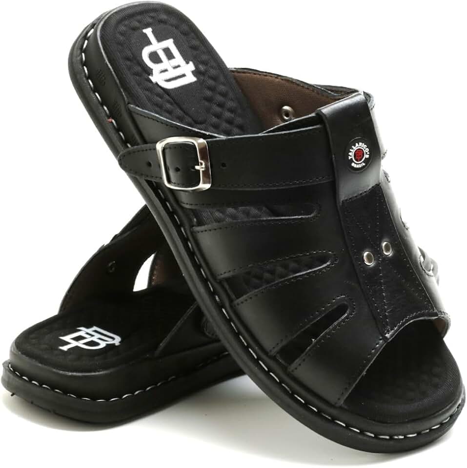 Sandália Franciscana Anti Stress Chinelo Masculino Couro Legítimo