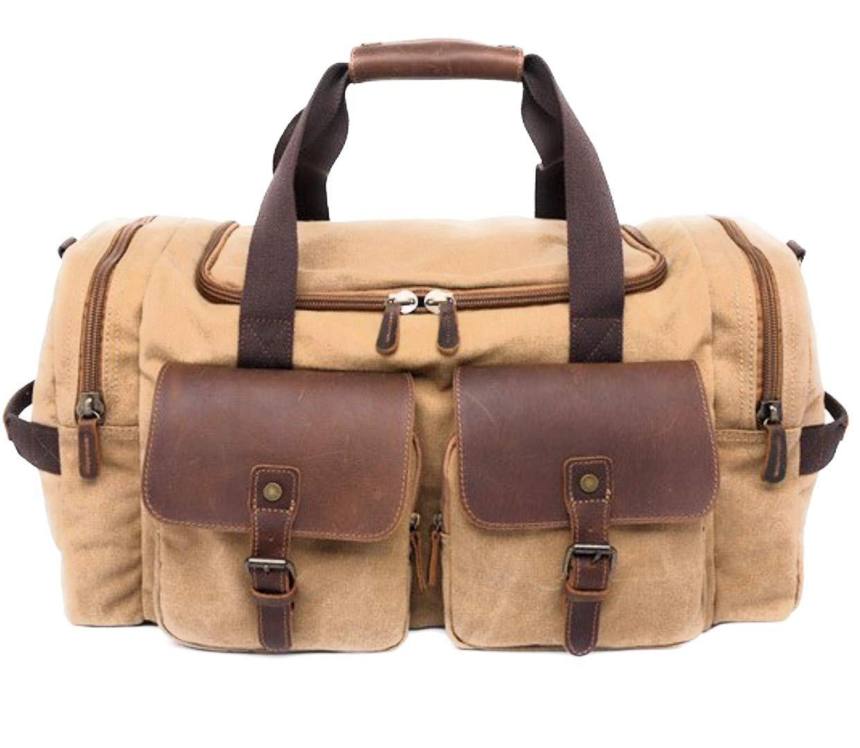 Duffel Bag | Canvas & Leather Collection by the Dapper Beardsman (Khaki)