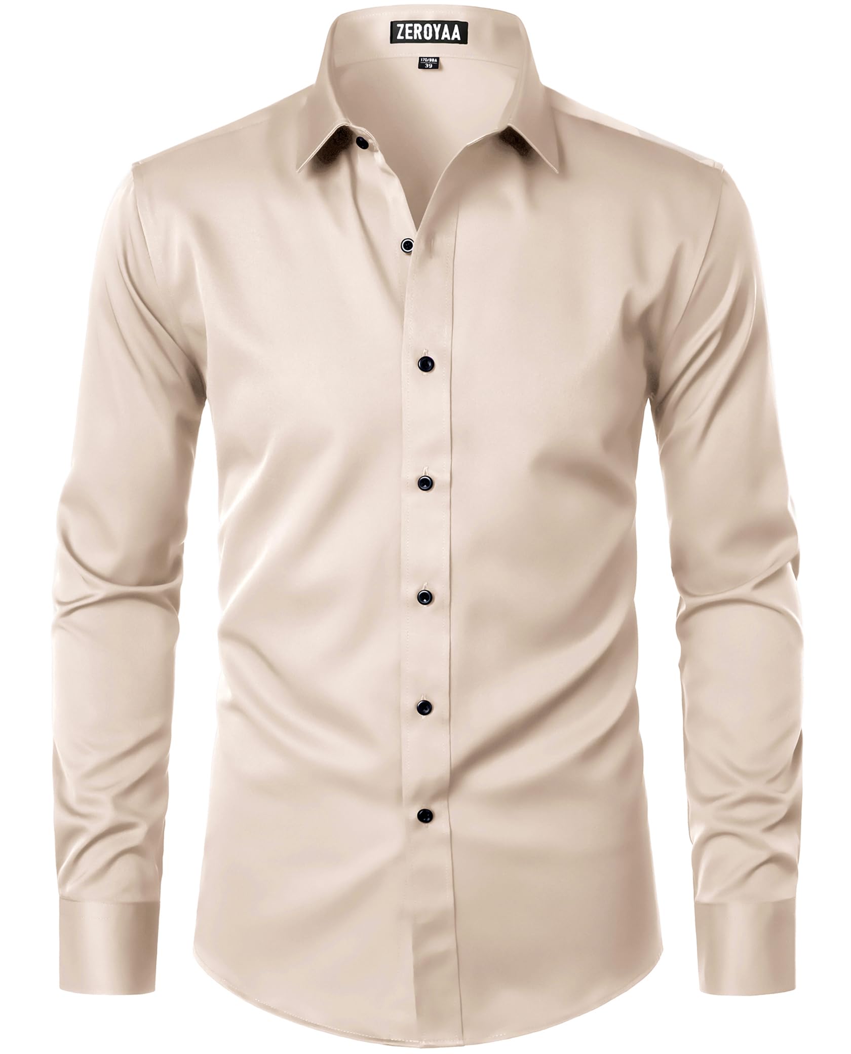 ZEROYAA Men's Slim Fit Business Casual Button Up Dress Shirt