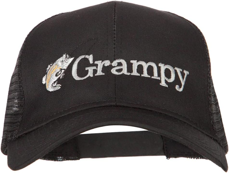 Fishing Grampy Embroidered Solid Cotton Mesh Pro Cap