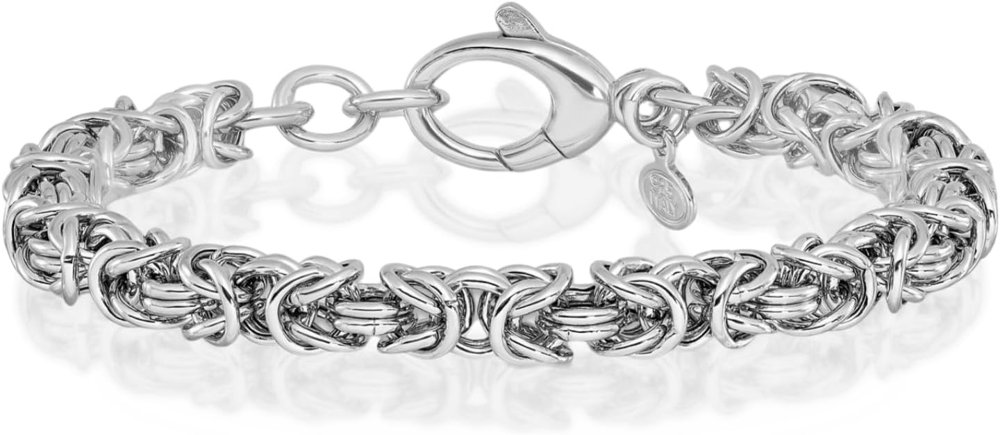 IceCarats 925 Sterling Silver 6mm Byzantine Chain Link Bracelet 7.25 Plus 0.5 inch Lightweight, Polished For Her