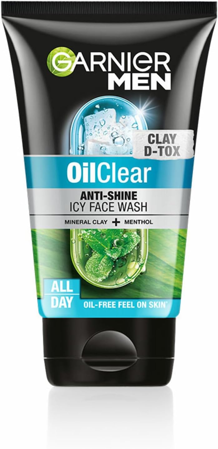 Garnier Men Oil Clear Clay D-Tox Deep Cleansing Icy Face Wash, 100gm