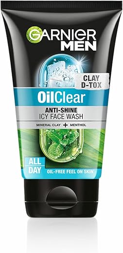 Garnier Men Oil Clear Clay D-Tox Deep Cleansing Icy Face Wash, 100gm