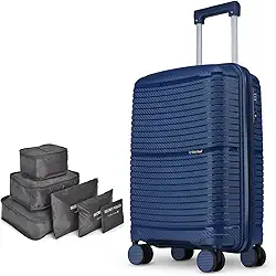 Mala de Viagem Bahamas em Polipropileno, com Conjunto de 6 Organizadores de Bagagem (Mala Bordo Azul)