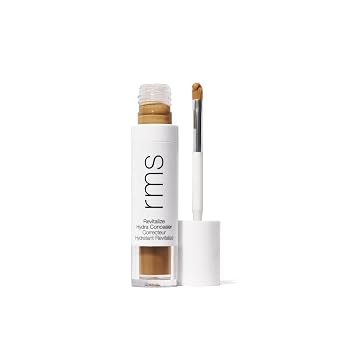 RMS Beauty Revitalize Hydra Concealer Liquid Complexion Perfector | Skincare-infused hydrating liquid concealer with built-in brush applicator. Medium coverage, lightweight, creaseproof.