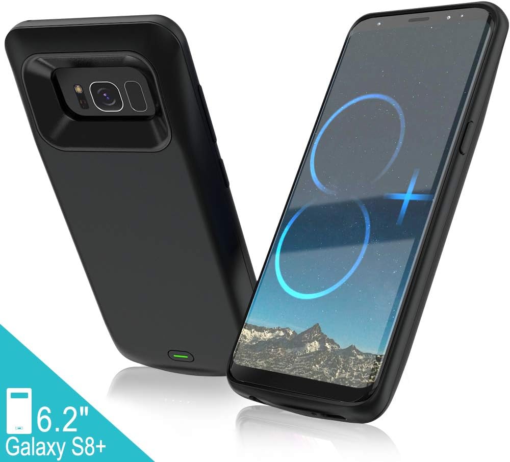 Elebase Galaxy S8 Plus Battery Case,5500mAh Portable External Backup Charging Case,Rechargeable Impact Resistant Extended Power Charger for Samsung Galaxy S8 Plus(Not Galaxy S8)(Black)