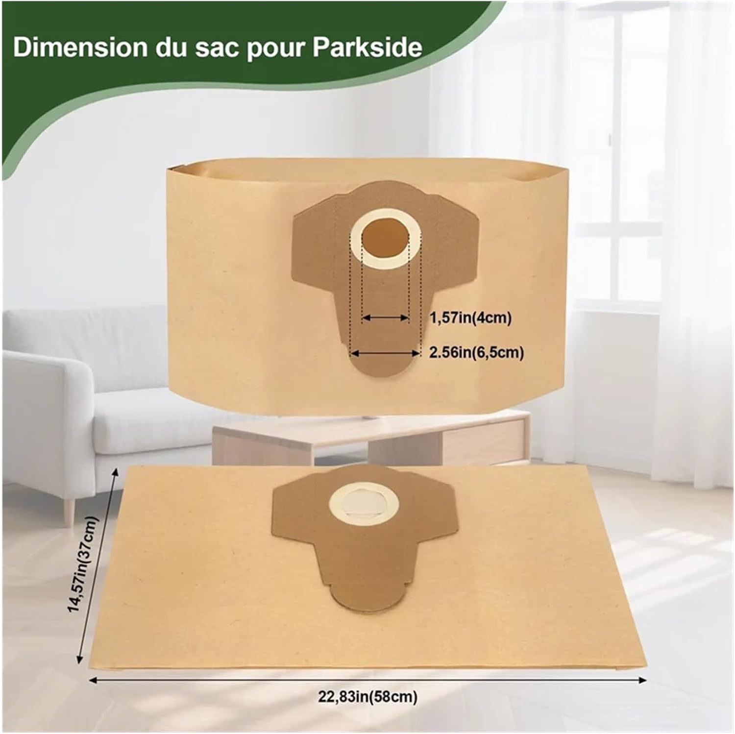 Compatible with Parkside PWD 25 PWD 30 PNTS 1500 1600 A1 Vacuum Cleaner Dust Bags, 12 Pack
