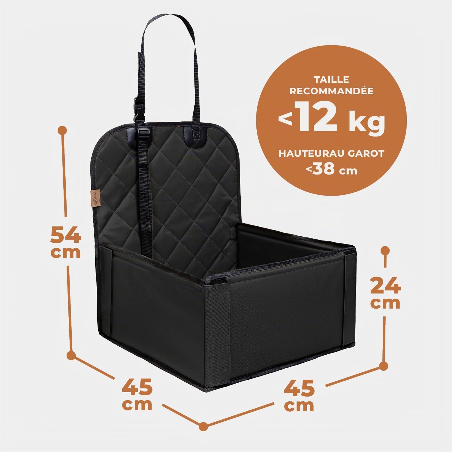 Siège Auto pour Chien très Solide - Siège Auto pour Chien ou Chiot de qualité supérieure pour Chiens de Petite et Moyenne Taille - Parois renforcées et 3 Ceintures (Noir)