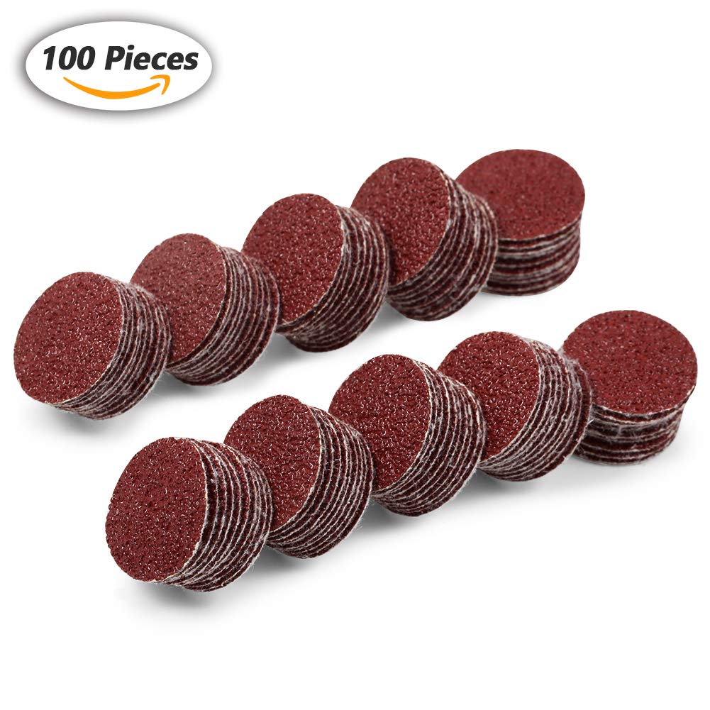 100pcs Sanding Discs 1 Inches Sandpaper 40 Grit Hook and Loop Sanding Discs for Drill Grinder Rotary Tools No Hole