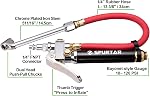 Spurtar 10-120 PSI Tire Pressure Gauge with Inflator Heavy Duty | Air Chuck Pressure Gauge with 4 Way Tool Valve Cores Air Compressor Attachments Tire Inflator Nozzle for Car Automotive Truck
