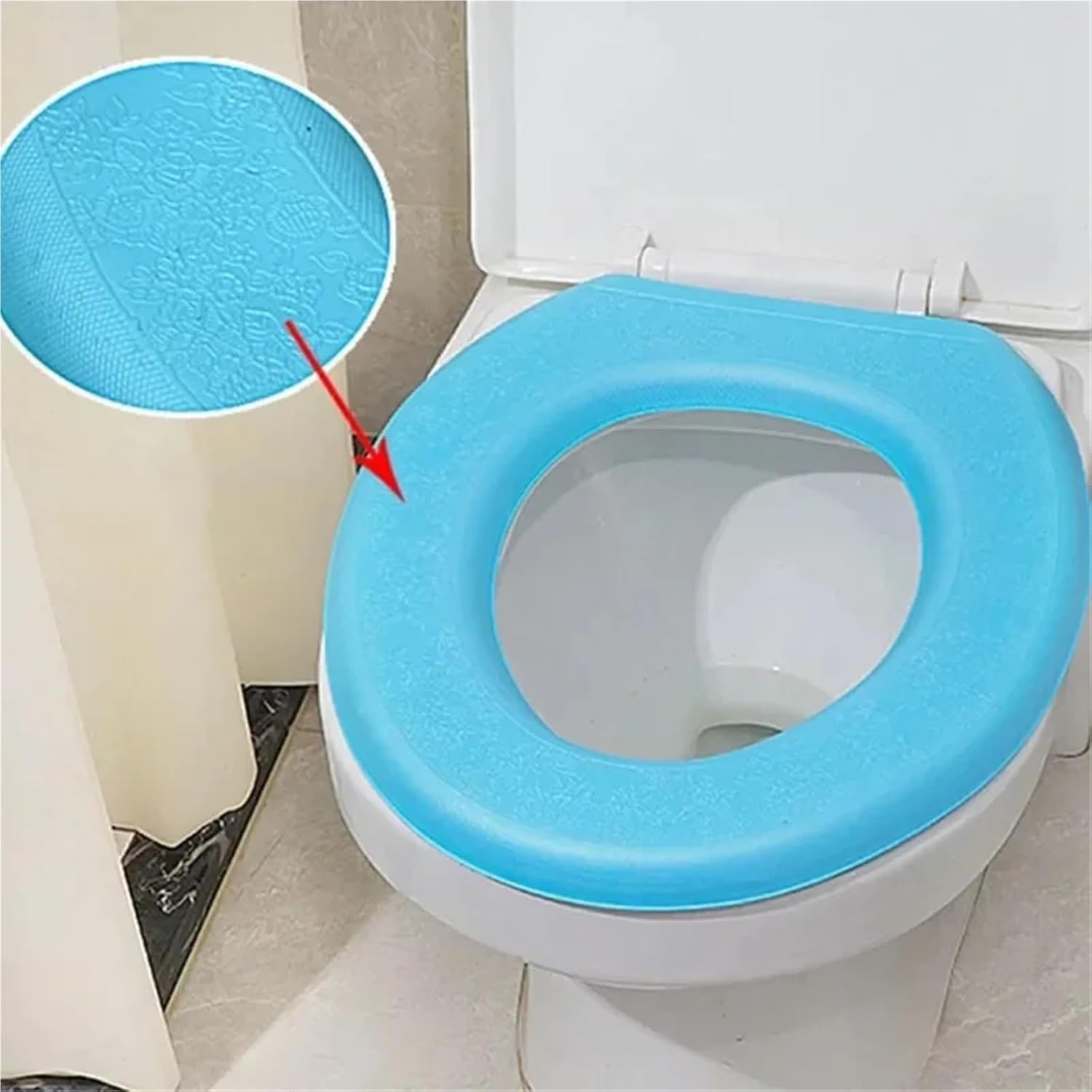 Flexible 3pcs Waterpoof Soft Toilet Seat Cover Bathroom Washable Closestool Mat Pad Cushion O-Shape seat Bidet Accessories(Pink)