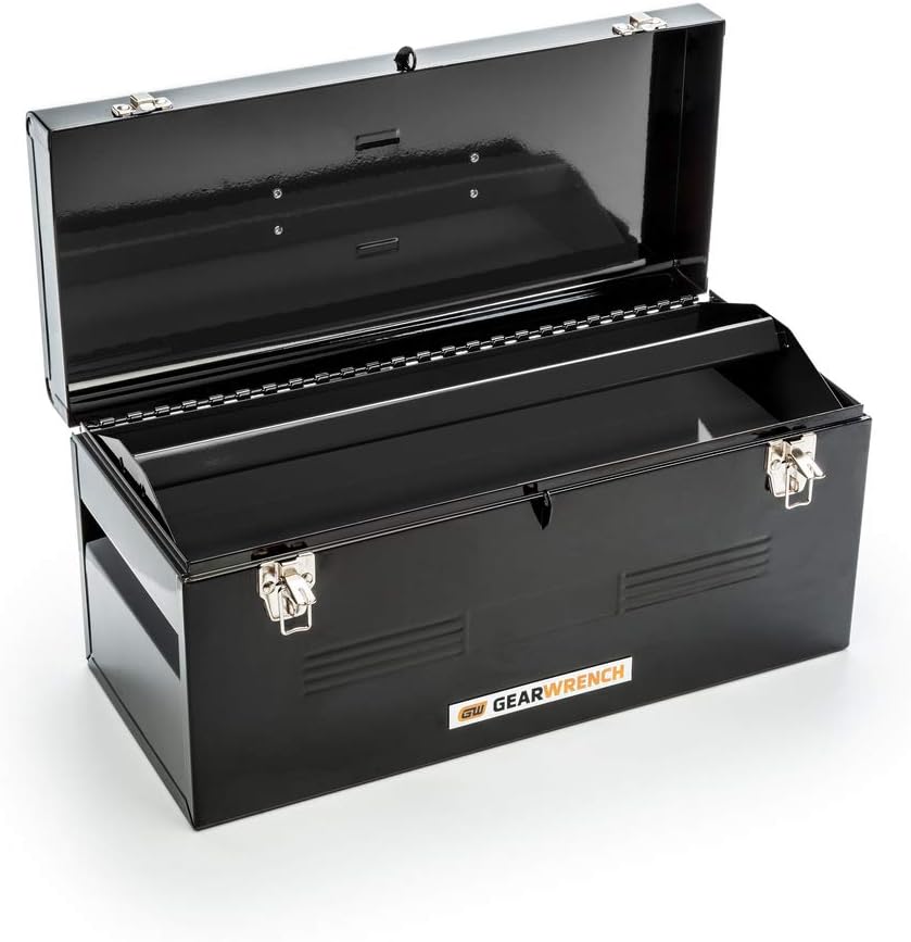 GEARWRENCH 19" Steel Tote Box with Tray, Black - 83130