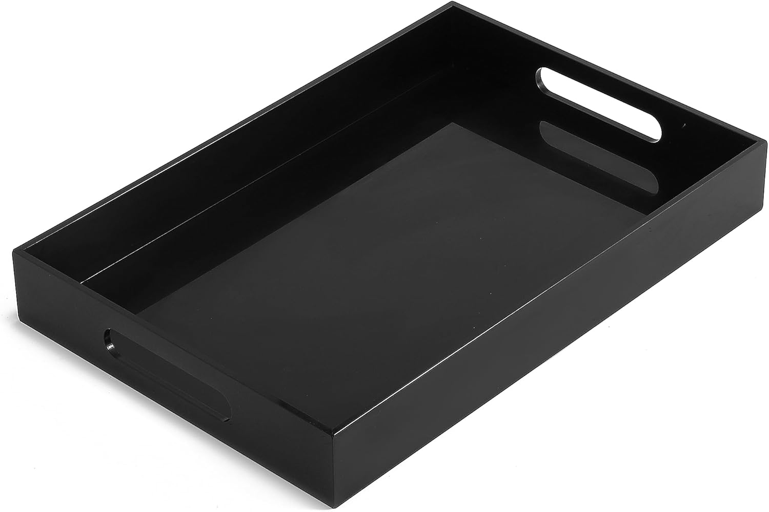 Clear Sturdy Acrylic Serving Tray with Handles-12x20Inch-Serving Coffee,Appetizer,Breakfast,Butler-Kitchen Countertop Tray-Makeup Drawer Organizer-Vanity Table,Ottoman Tray-Decorative