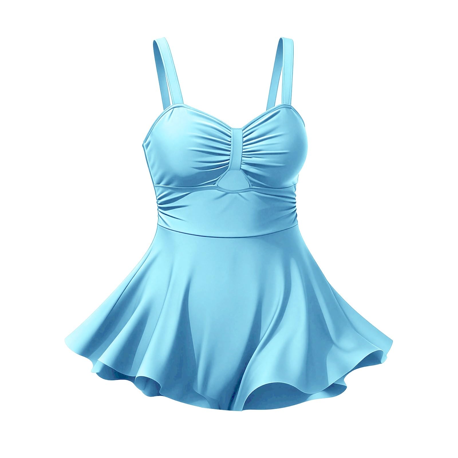 Generico Costume da Bagno da Donna con Push Up Arricciato, Sexy, Scollo a V, Stile Tummy Control Costume Intero Curvy Donna